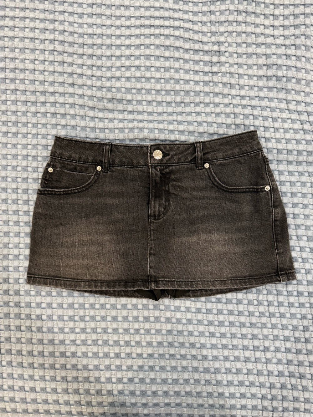 Garage Washed Black Denim Mini Skirt